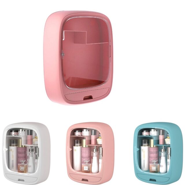 Wall-Mounted Cosmetic Storage Case - Large Capacity and Transparent Waterproof Design