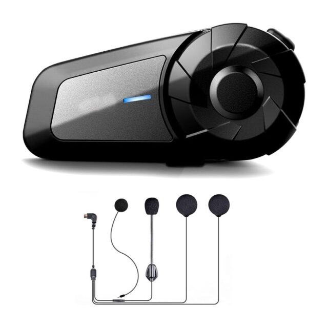 Smart Helmet Bluetooth Intercom System with Advanced Noise Control, Waterproof Design, 500m Range, Dual-Phone Connectivity, and Stereo Audio Playback