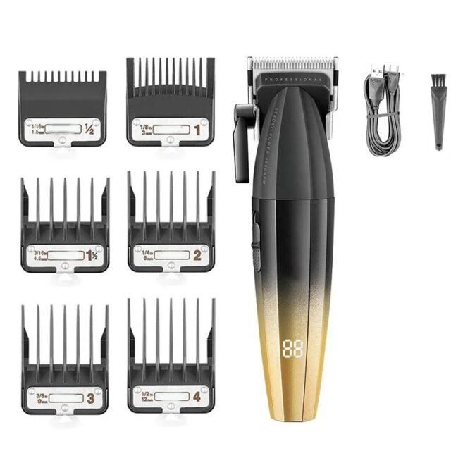 Professional Hair Clipper & Trimmer with USB Charging - Ceramic Blade, LED Display, and Turbo Speed