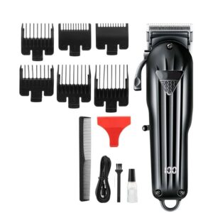 Professional Hair Clipper with Stainless Steel Blades, Taper Lever, 2000mAh Lithium Battery, LED Display, 200 Minutes Operating Time