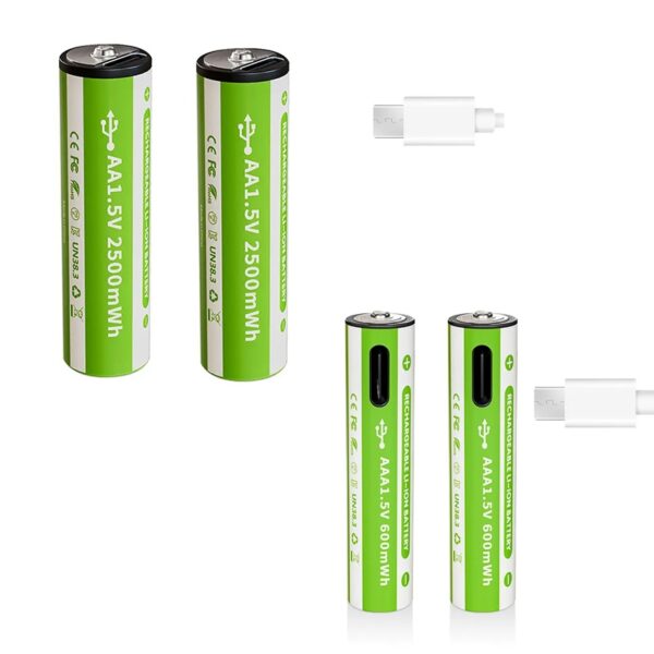 2pcs Rechargeable Pure Lithium-Ion Batteries Cycle life 1000+