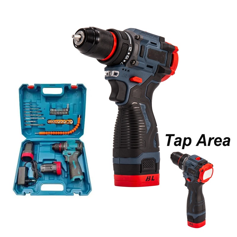18V Rechargeable Drill – Brushless Motor, Metal Head, with 2 Batteries & Tool Set