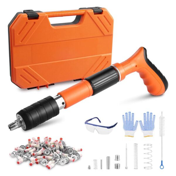 Heavy-Duty Manual Nail Fastener Kit with Protective Gear and Accessories
