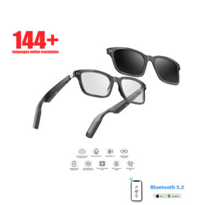 AI Smart Bluetooth Sunglasses with AI Translation, UV400 Magnetic Dual Frame, Music & Calls