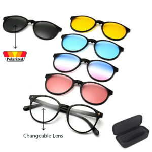 6in1 Magnetic Set Sunglasses Auto Optical Frame Polarized Magnet Clip on Sunglasses