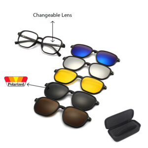 6in1 Magnetic Set Sunglasses Auto Optical Frame Polarized Magnet Clip on Sunglasses