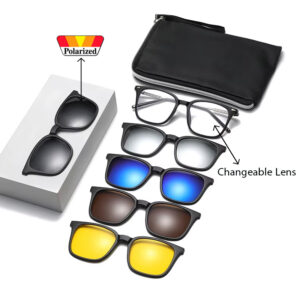 6in1 Magnetic Set Sunglasses Auto Optical Frame Polarized Magnet Clip on Sunglasses