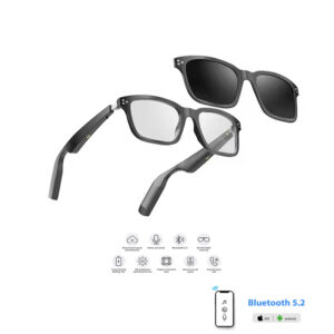 Unisex Smart Bluetooth Sunglasses with UV400 Protection, Dual Magnetic Lenses, Built-In Audio for Music & Calls