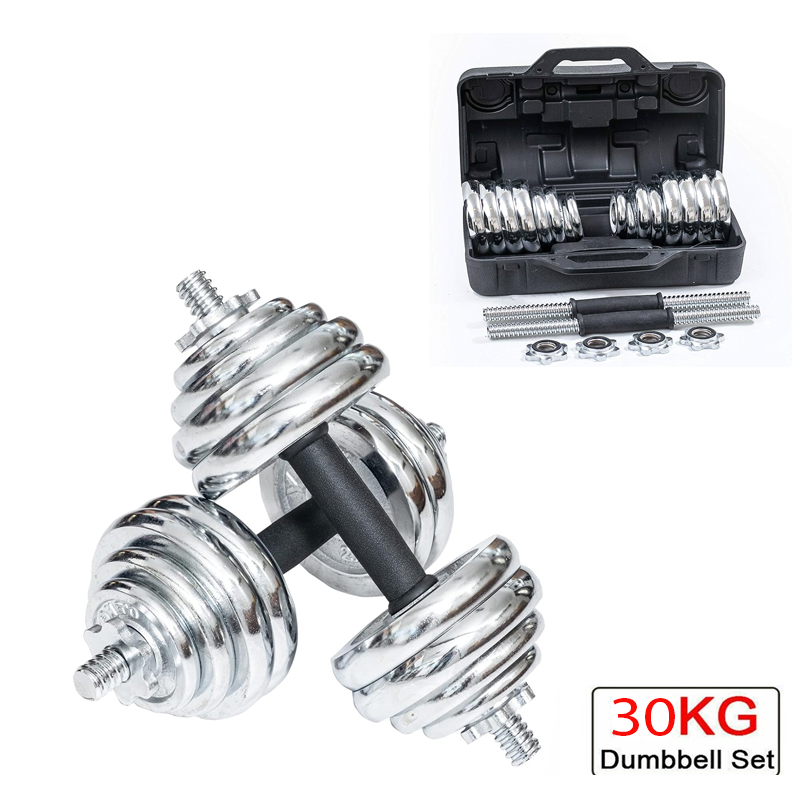 Adjustable 30kg Cast Iron Dumbbell Set – Anti-Rust Coated, Compact Storage Box Included
