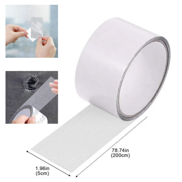 Self-Adhesive Mesh Repair Tape Window and Door Screens – 2 Meter Roll, Cut & Stick