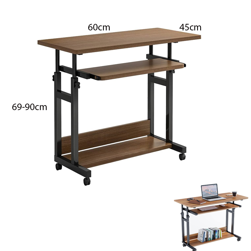 Adjustable Multifunctional Table with 2 Bottom Shelves