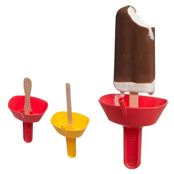 Plastic Ice Cream Bar Holder with Built-In Straw – Mess-Free Design for Melted Treats