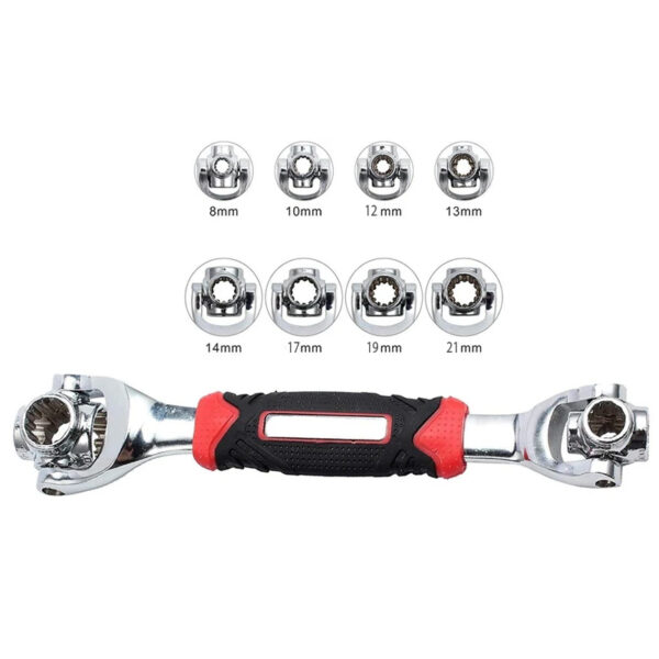 48-in-1 Universal Multi-Functional Wrench with Rotating Heads, Works with Hex, 12-Point, Spline, Square, Round Hex, and T-X Fasteners – Perfect for Mechanics, DIYers, and Handymen