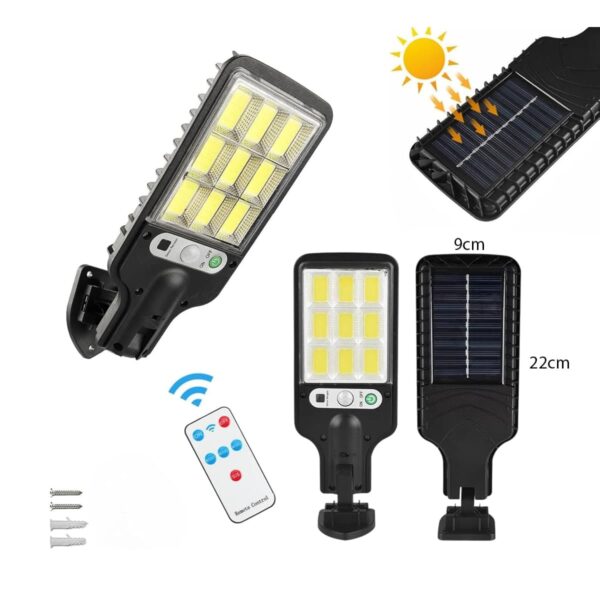 Solar Motion Sensor Light with Remote Control – Outdoor Wall Light with 3 Smart Modes and Auto Dimming
