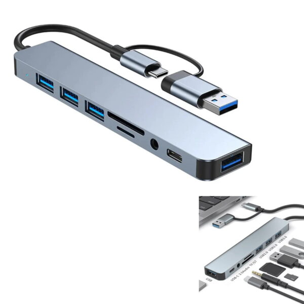 8-in-1 USB Multiport Hub with TYPE-C Dock Adapter