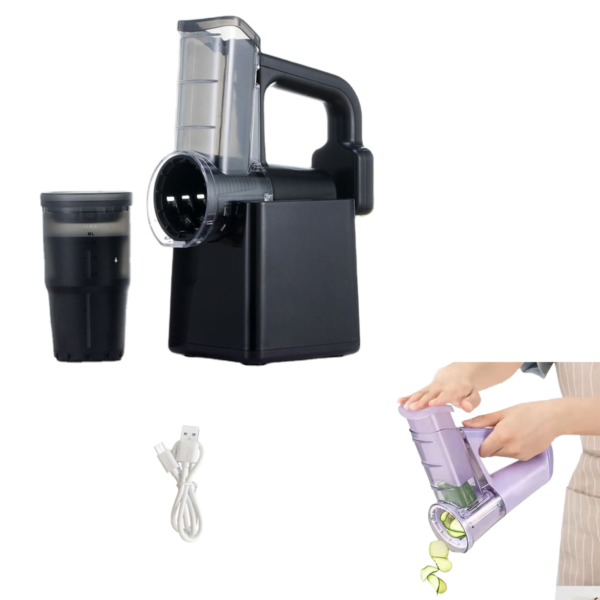 Kitchen Vegetable Cutter & Shredder – Cordless USB Rechargeable Food Chopper