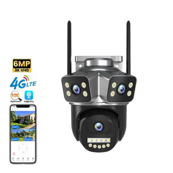 4G LTE Outdoor PTZ Dual-Lens CCTV Camera – Waterproof Wireless Surveillance Camera with SIM Card Support, Night Vision, Motion Detection, Full HD, IP66 Security Cam