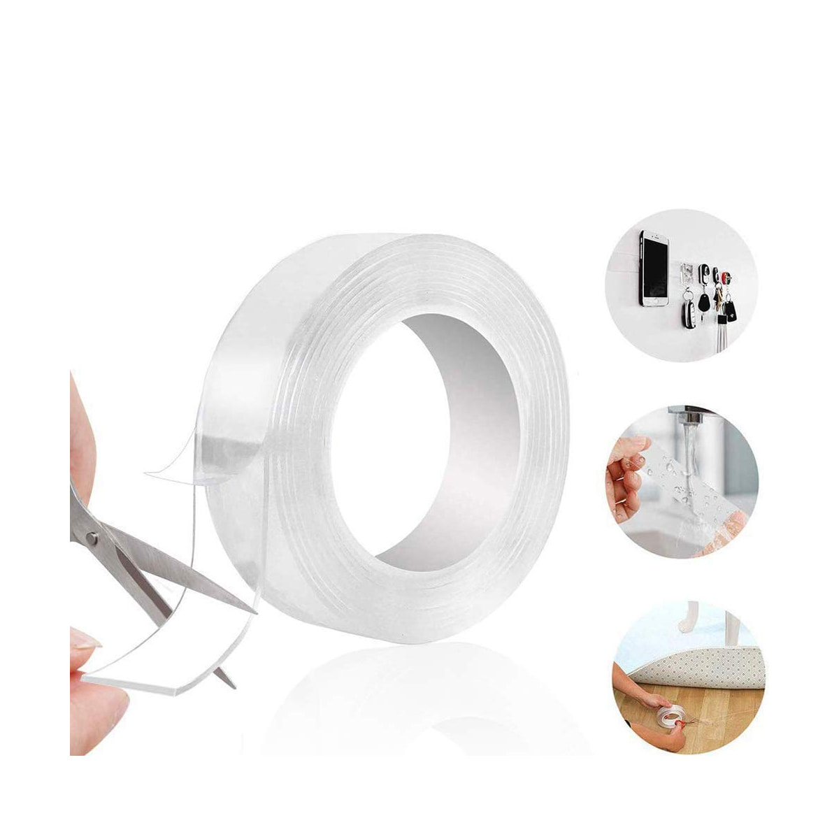 Nano Magic Tape – Strong Double-Sided Reusable Adhesive Tape for Walls, Home, Office, and Car – Washable & Removable Gel Grip Tape