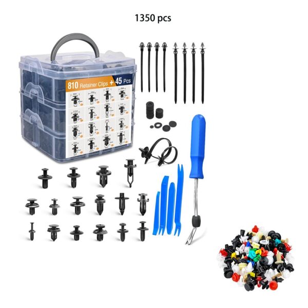 1350-Piece Universal Car Retainer Clips & Auto Fastener Assortment Kit – Plastic Door Panel, Fender, Bumper & Trim Fixing Set with Storage Organizer Box