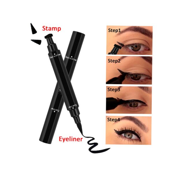 2-in-1 Double-Headed Waterproof Black Liquid Eyeliner Pen with Triangle Stamp – Long-Lasting Smudge-Proof Eye Makeup Pencil