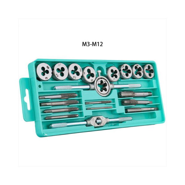 20 Pcs Metric Tap and Die Set M3-M12 – Screw Thread Repair & Threading Tool Kit with Taper, Plug Taps and Die Holders for Metal & DIY Work